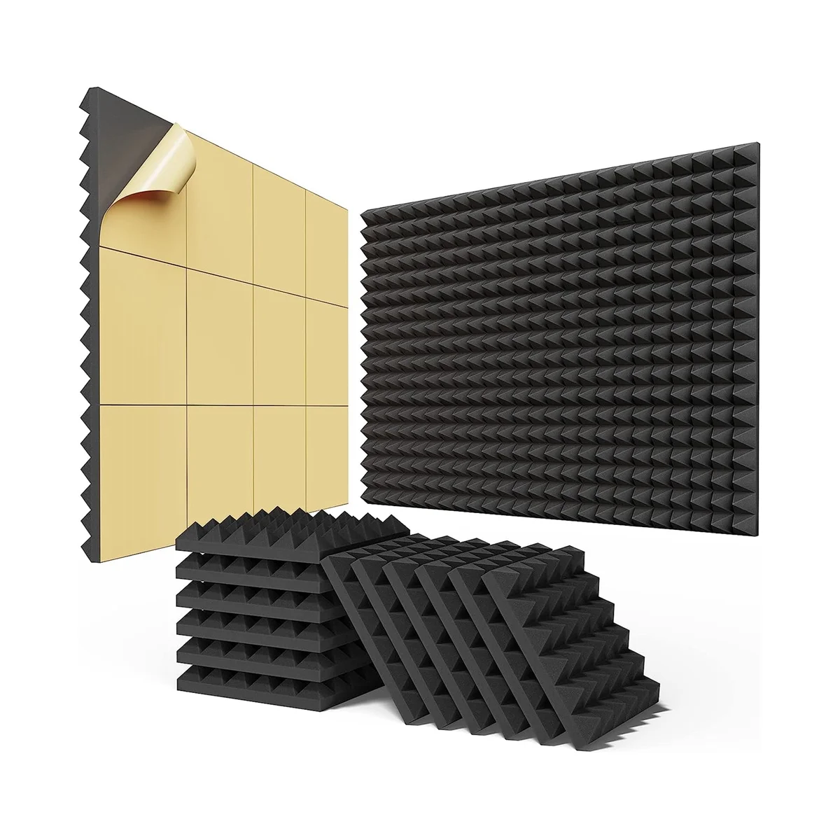 24PCS Self-Adhesive Sound Proof Foam Panels 2x12x12In,Fast Expand Acoustic Panels, Pyramid Design Soundproof Wall Panels
24PCS Self-Adhesive Sound Proof Foam Panels 2x12x12In,Fast Expand Acoustic Panels, Pyramid Design Soundproof Wall Panels