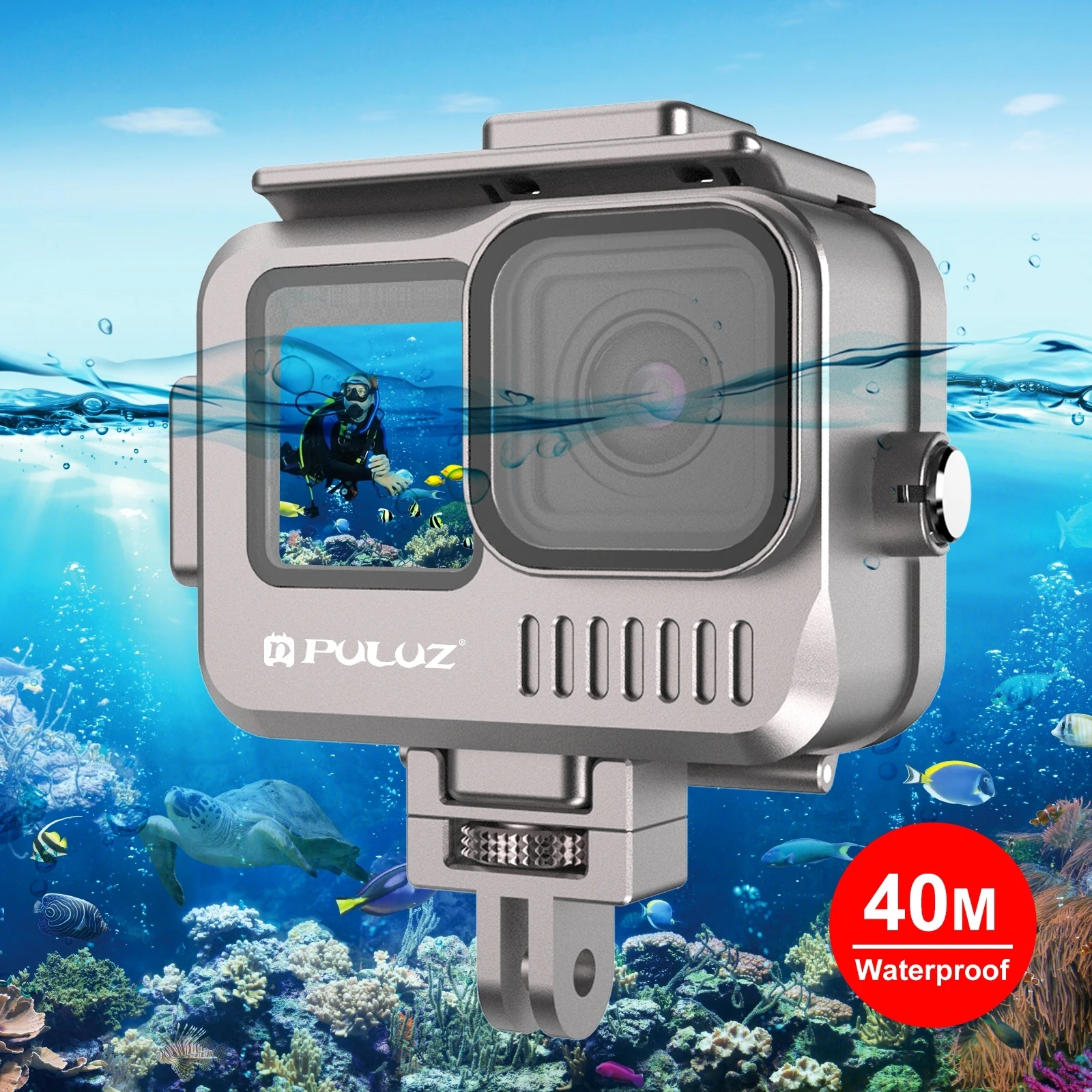 

PULUZ For GoPro Hero12 11 10 9 Black 40m Waterproof Housing Aluminum Alloy Protective Case Sport Camera Diving Cover Case