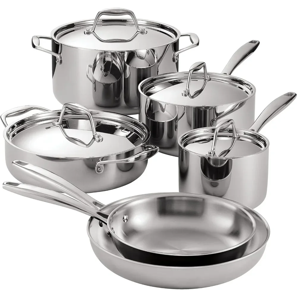 10 piece stainless steel cookware set, easy to clean, Heat distribution, compatible with all stove surfaces
10 piece stainless steel cookware set, easy to clean, Heat distribution, compatible with all stove surfaces