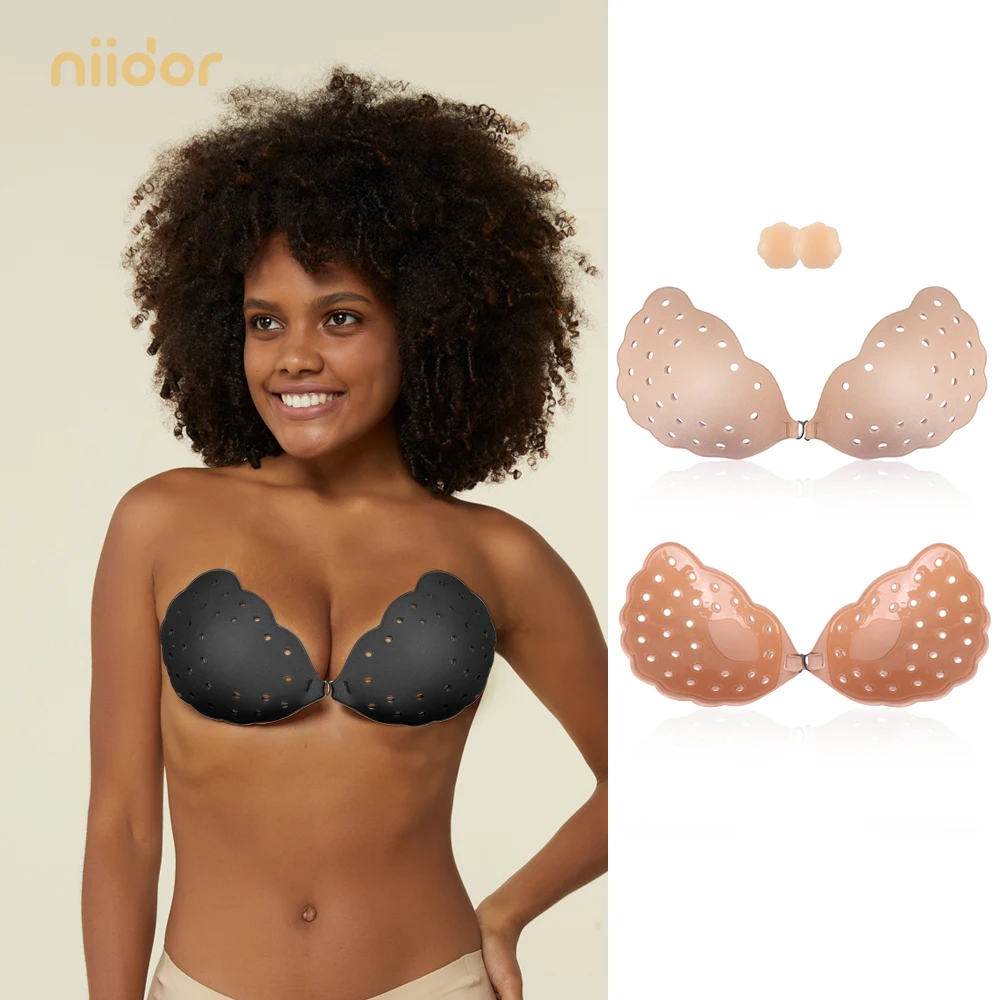 Niidor Adhesive Sticky Bra Invisible Strapless Breathable Skin Friendly