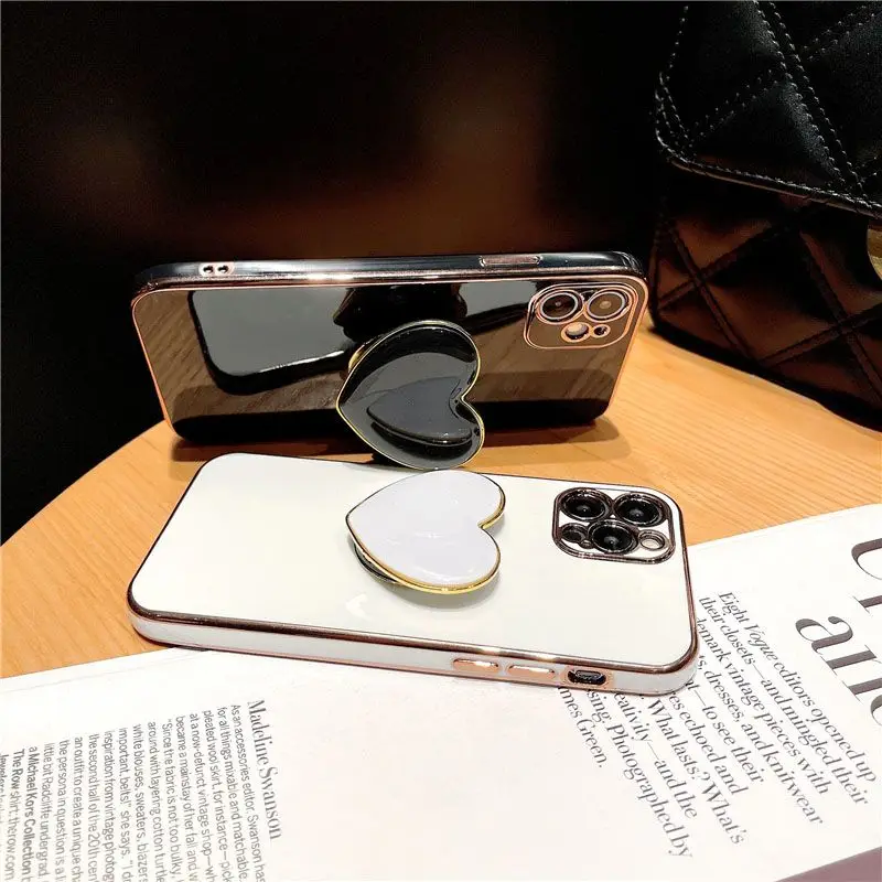 Luxury Love Heart Plating Silicone Case for iPhone