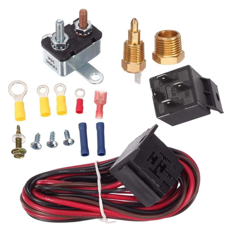 175-185 Degree Electric Cooling Fan Thermostat Kit Temp Sensor Temperature Switch 40 50 60 Amp RELAY Of Radiator Fan Kit
175-185 Degree Electric Cooling Fan Thermostat Kit Temp Sensor Temperature Switch 40 50 60 Amp RELAY Of Radiator Fan Kit