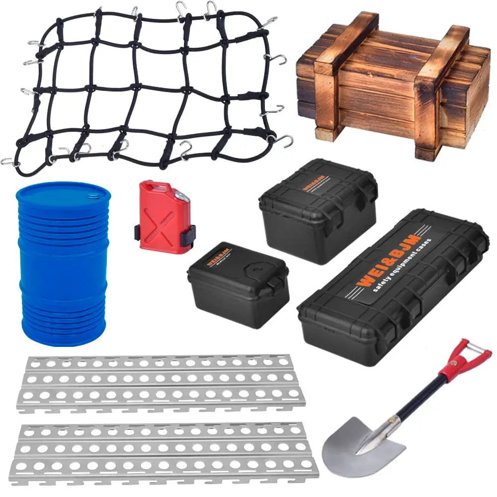 1/10 RC Car Roof Decoration Kit Luggage Net/Fuel Tank/Toolbox for Traxxas Trx4 Trx6 Axial SCX10 Redcat Rc4wd Crawler Accessories
1/10 RC Car Roof Decoration Kit Luggage Net/Fuel Tank/Toolbox for Traxxas Trx4 Trx6 Axial SCX10 Redcat Rc4wd Crawler Accessories