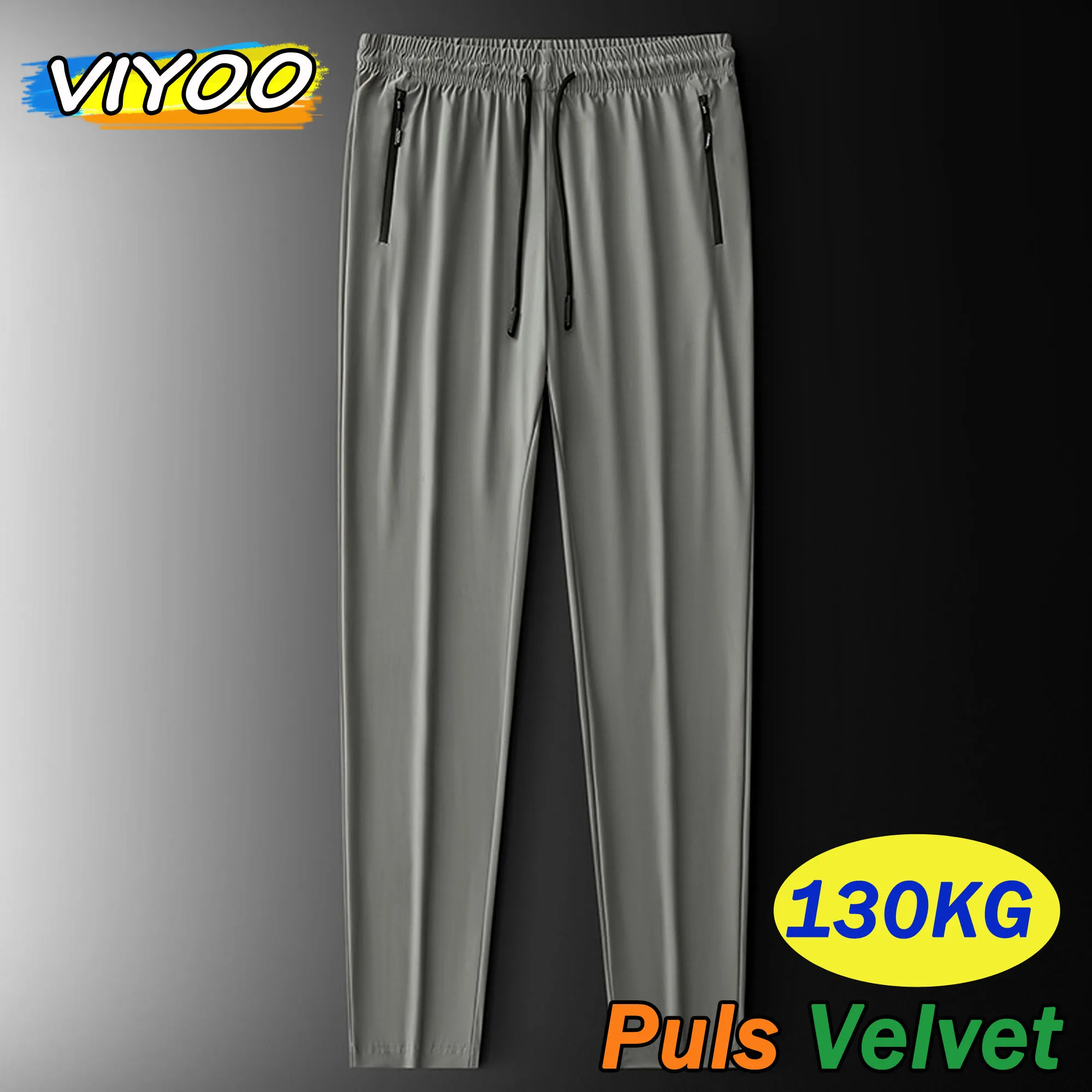 

8XL Men's Summer Clothes Oversized Ice Silk Casual Pencil Pants Track Jogging Trousers Sweatpants Tracksuit Sports GYM Zipper