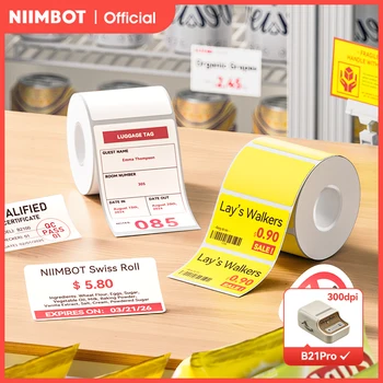 NiiMbot B21 Pro 열전 사 프린터 빨간색 검정색 라벨 용지 경고 표시 슈퍼마켓 용 300 인치 당 점 고화질 인쇄 스티커