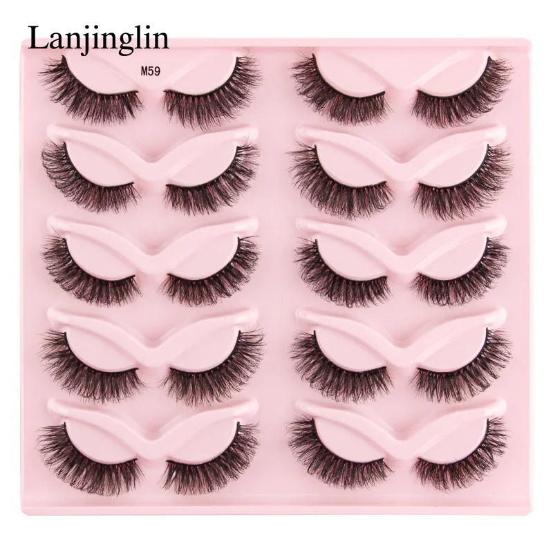 Lanjinglin 3/5/10 Pairs Cat Eye Lashes Soft Natural Look False Eyelashes Mink Eyelashes Hot Selling 3D Curly Eyelashes Makeup 25 S743c0f112e6f430e9423538cda619315f