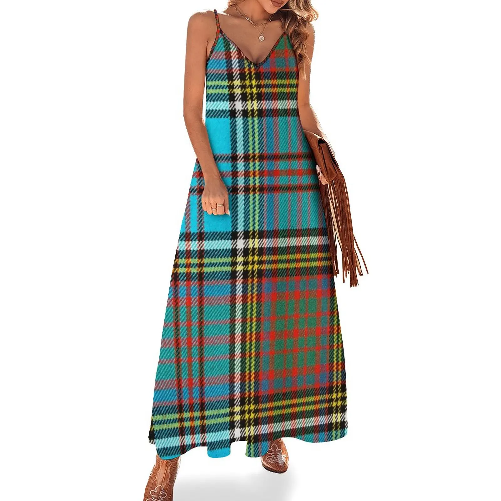 

New ANDERSON ANCIENT TARTAN 2 Sleeveless Dress evening dress women elegant chic women dresses promotion