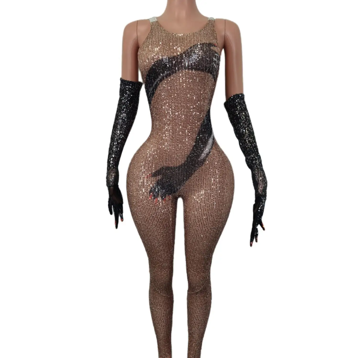 Sequin Sparkly Jumpsuit Women Black Gloves Bodysuit Sexy Design Drag Queen Costume Dancer Singer Stage Wear Performance Heishou
Sequin Sparkly Jumpsuit Women Black Gloves Bodysuit Sexy Design Drag Queen Costume Dancer Singer Stage Wear Performance Heishou