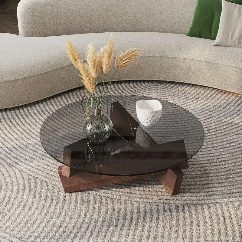 

Скандинавский креативный прозрачный стеклянный журнальный столик из массива дерева для гостиной винтажный минималистичный чайный столик дизайнерская домашняя мебель