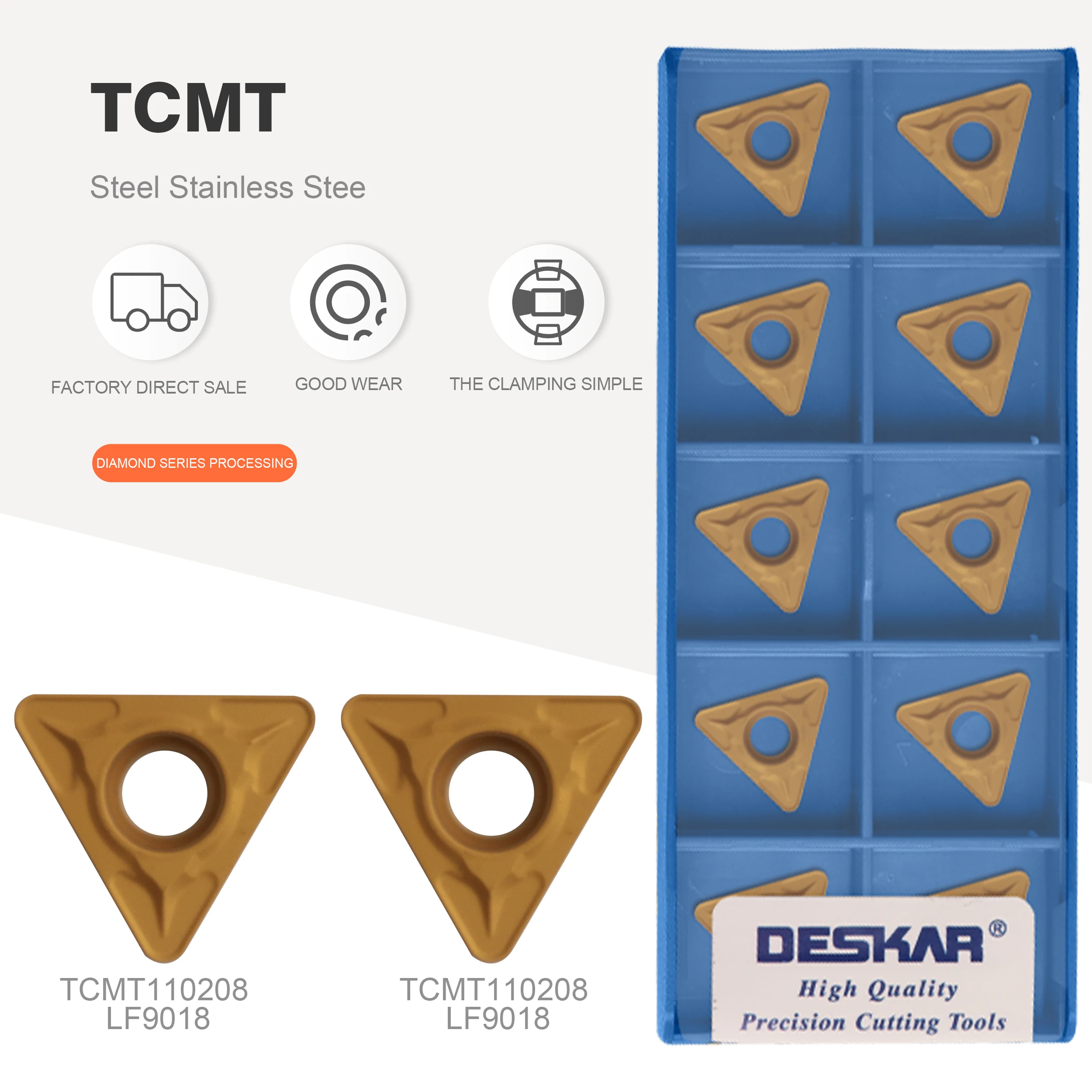 DESKAR TCMT110204 LF9018 TCMT110208 LF9018 High-quality turning tools, carbide inserts, turning surface inserts,
DESKAR TCMT110204 LF9018 TCMT110208 LF9018 High-quality turning tools, carbide inserts, turning surface inserts,