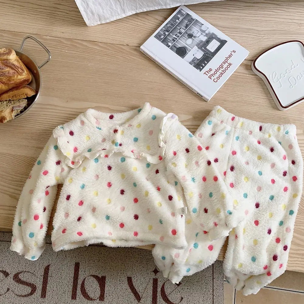 Комплекты детской домашней одежды, осенне-зимний мягкий теплый фланелевый красочный пуловер в горошек + штаны, 2 шт., детский Пижамный костюм для девочек
Комплекты детской домашней одежды, осенне-зимний мягкий теплый фланелевый красочный пуловер в горошек + штаны, 2 шт., детский Пижамный костюм для девочек