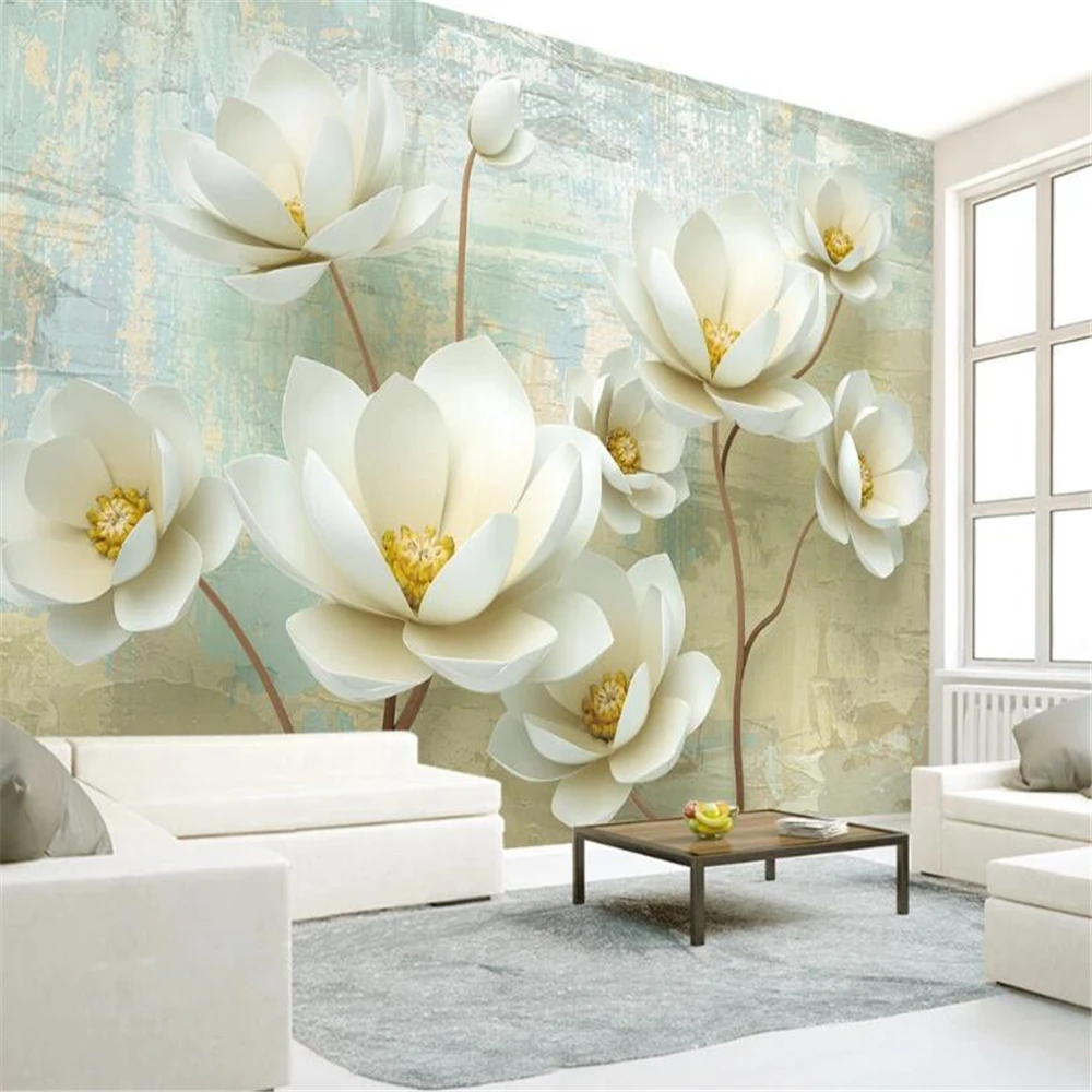 

Custom papel de parede 3D Embossed flower wallpapers for living room blooming rich background mural wall paper home decorations