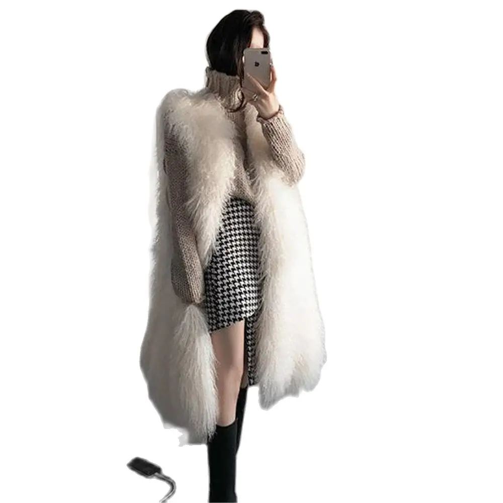 

Высококачественный меховой жилет, пальто, роскошное теплое Женское пальто из искусственной лисы, жилеты, зимние модные меховые женские пальто, куртка, женский жилет