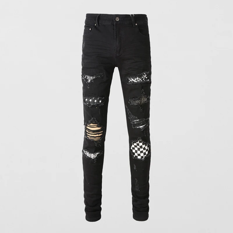 Streetwear Fashion Men Jeans Black Color Slim Fit Stretch Hole Ripped Jeans Men Plaid Patch Designer Hip Hop Brand Pants Hombre
Streetwear Fashion Men Jeans Black Color Slim Fit Stretch Hole Ripped Jeans Men Plaid Patch Designer Hip Hop Brand Pants Hombre