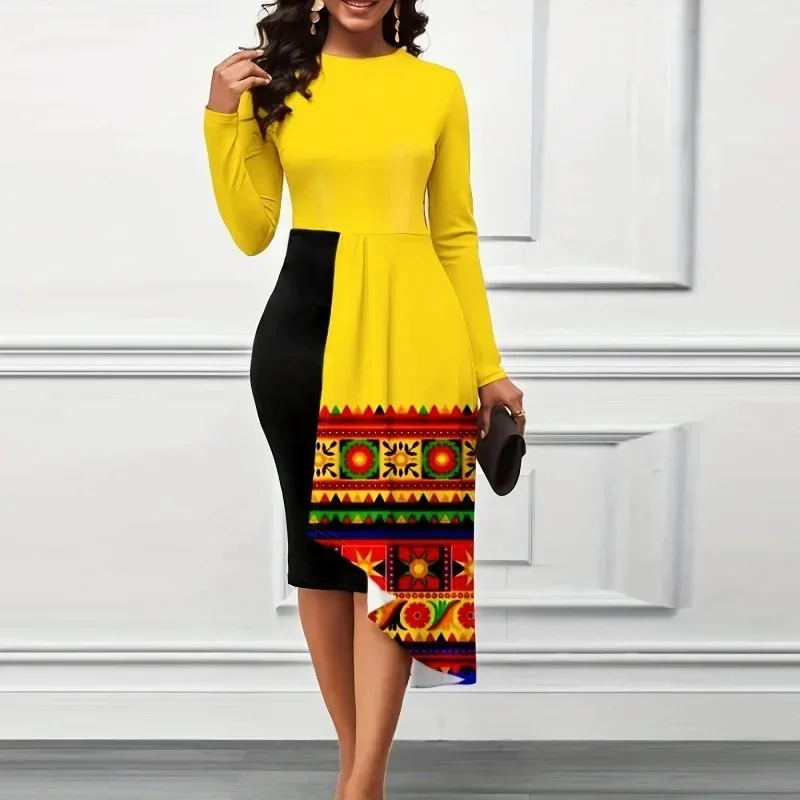 Elegant Office Slim Printing Dress For Women 2024 Fashion New Solid Patchwork Irregular Hem Dresses Casual Wrapped Hip Dress
Elegant Office Slim Printing Dress For Women 2024 Fashion New Solid Patchwork Irregular Hem Dresses Casual Wrapped Hip Dress