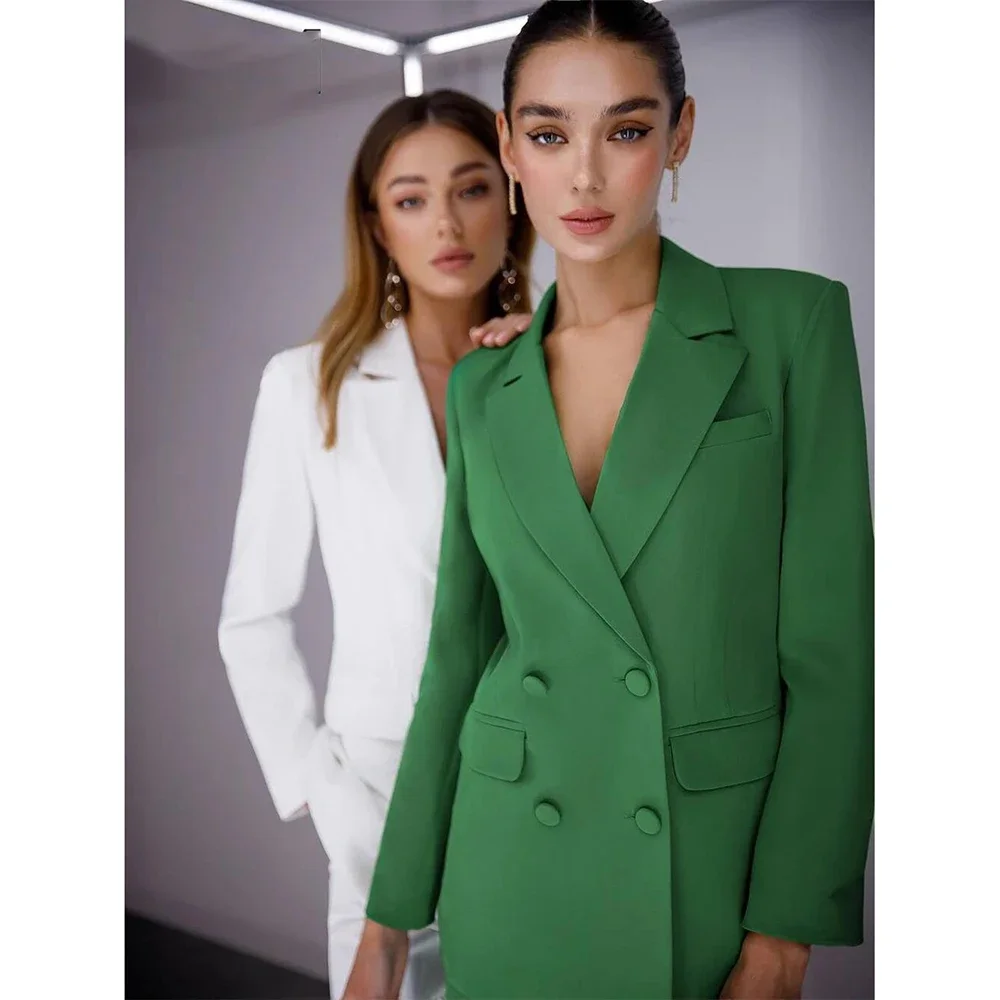 Однотонный женский модный костюм из двух предметов, Блейзер, брюки с широкими штанинами, блейзер для свадебной вечеринки, женская одежда для официальных случаев
Однотонный женский модный костюм из двух предметов, Блейзер, брюки с широкими штанинами, блейзер для свадебной вечеринки, женская одежда для официальных случаев