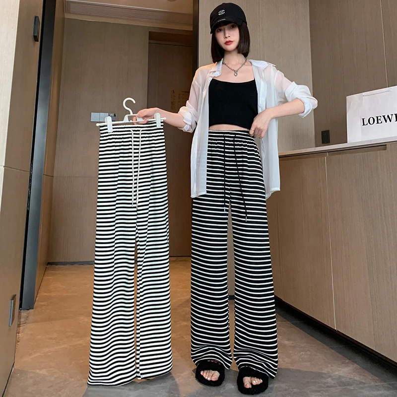 2023 Spring Summer New Womens Wide Leg Pants Loose Slim Narrow High Waisted Striped Casual Female Clothing Free Shipping
2023 Spring Summer New Womens Wide Leg Pants Loose Slim Narrow High Waisted Striped Casual Female Clothing Free Shipping
