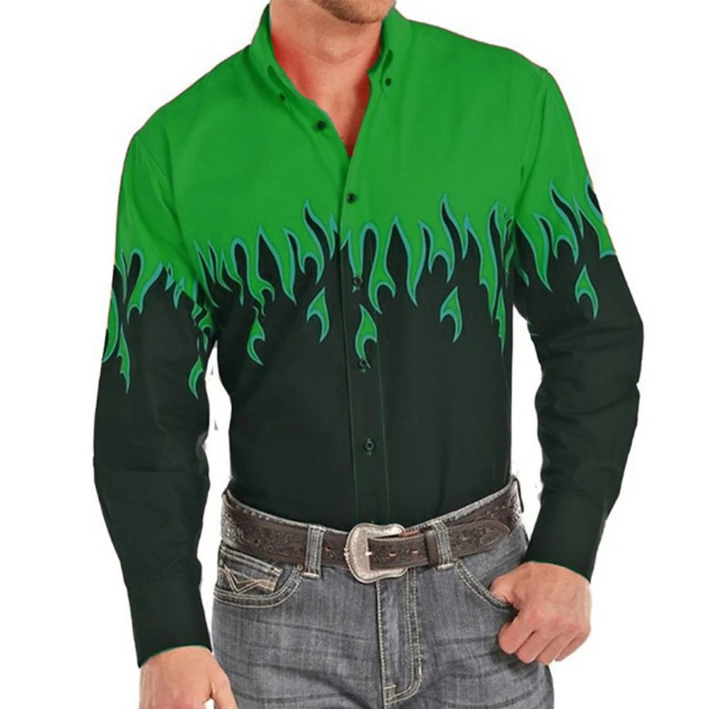 Vintage Men's Flame Printed Shirts Single Breasted Long Sleeve Casual Lapel Collar Shirt Male Party Dress Up Costume Tops
Vintage Men's Flame Printed Shirts Single Breasted Long Sleeve Casual Lapel Collar Shirt Male Party Dress Up Costume Tops