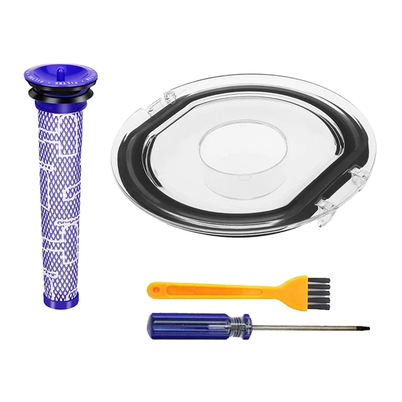 

For Dyson V7 V8 Vacuum Filter+Dust Bin Lid With Sealing Ring Vacuum Cleaner Dirt Cup Replacement Parts Pre Filters