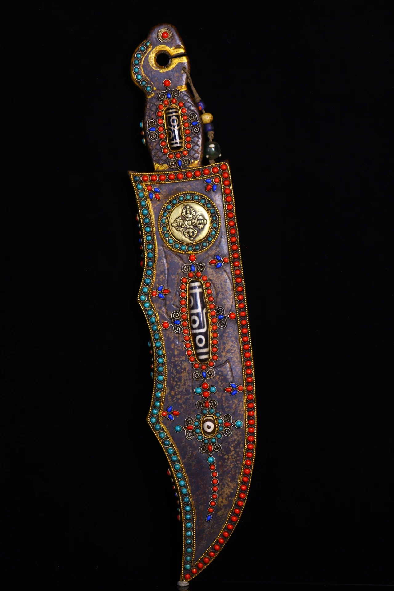 16"Tibetan Temple Collection Old Natural Meteorite Mosaic Gem gZi Beads Manjushri Sword Vajra Phurpa Amulet Dharma Town House
16"Tibetan Temple Collection Old Natural Meteorite Mosaic Gem gZi Beads Manjushri Sword Vajra Phurpa Amulet Dharma Town House