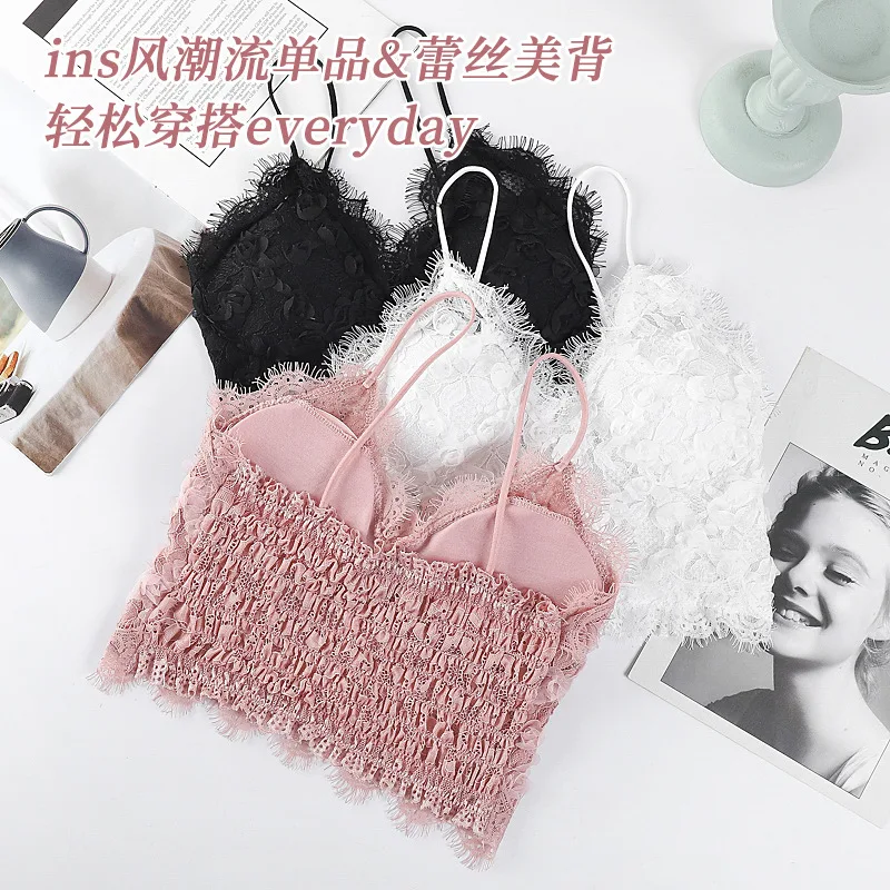 

Hot Girl Base Flower Lace Back Shaping Braces Tube Top Underwear Inner Wear Breathable Skin-Friendly Anti-Exposure Chest Wrap Un