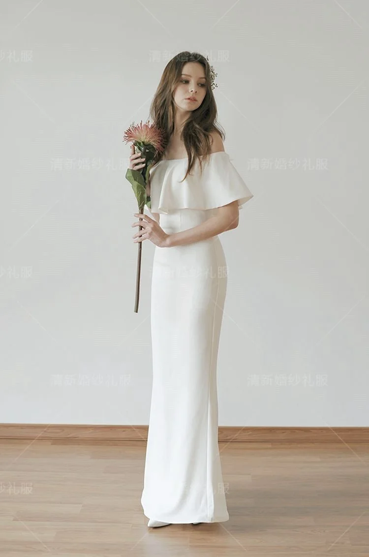 Formal Occasion Dresses evening dress Simple White One-shoulder Wedding Dress, Toast Wedding, Outdoor Photography Wedding Dress
Formal Occasion Dresses evening dress Simple White One-shoulder Wedding Dress, Toast Wedding, Outdoor Photography Wedding Dress