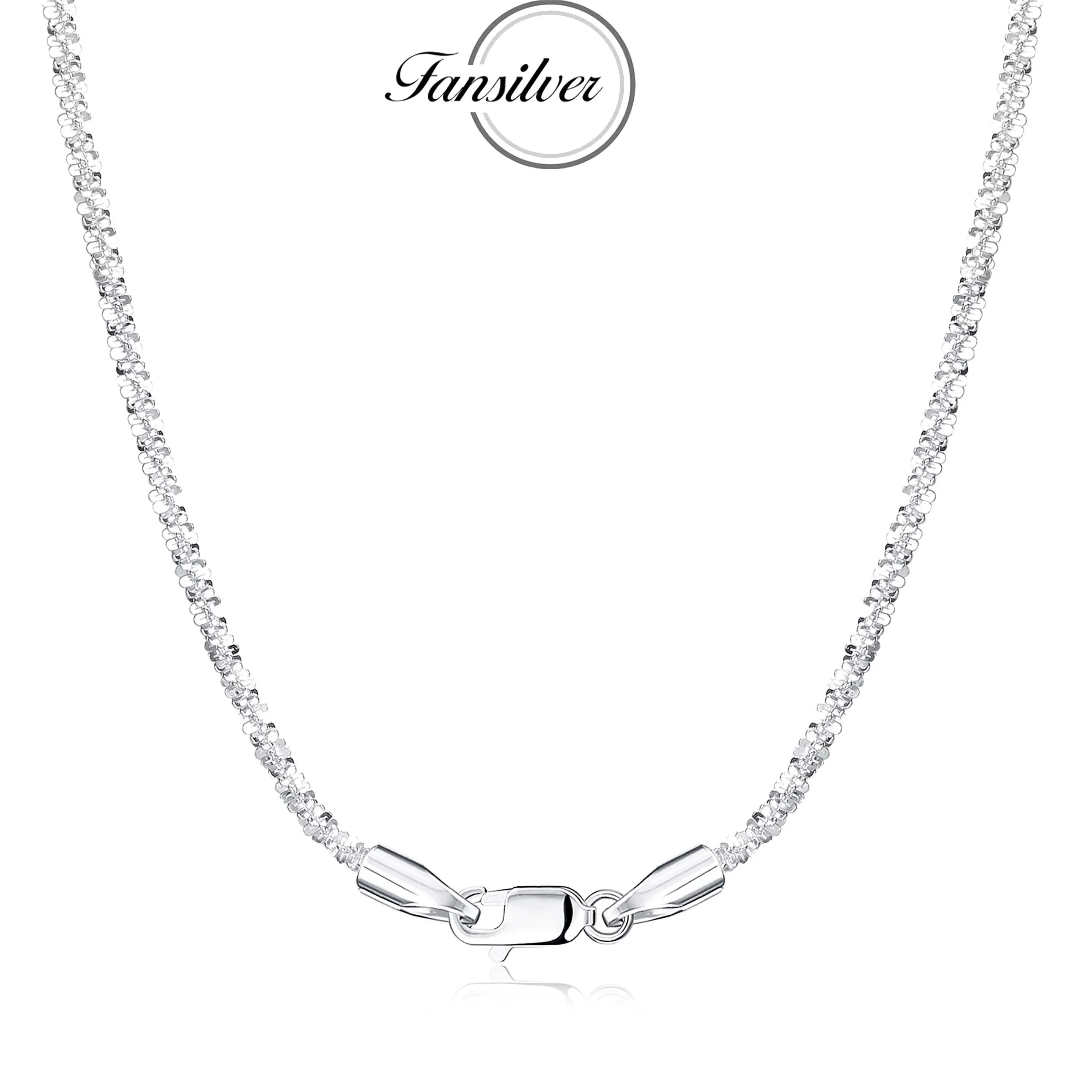 

Fansilver 925 Sterling Silver 2MM Fancy Chain Necklace for Women Men 18K Gold Plated Silver Lobster Claw Clasp Neck Chain