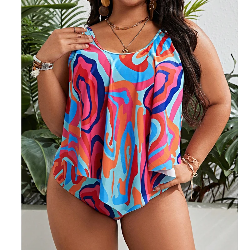 

Plus Size Tankini Swimsuit Tummy Control Top With Shorts Sexy Bathing Suit Printing Swimwear Women Two Piece Maillot De Bain