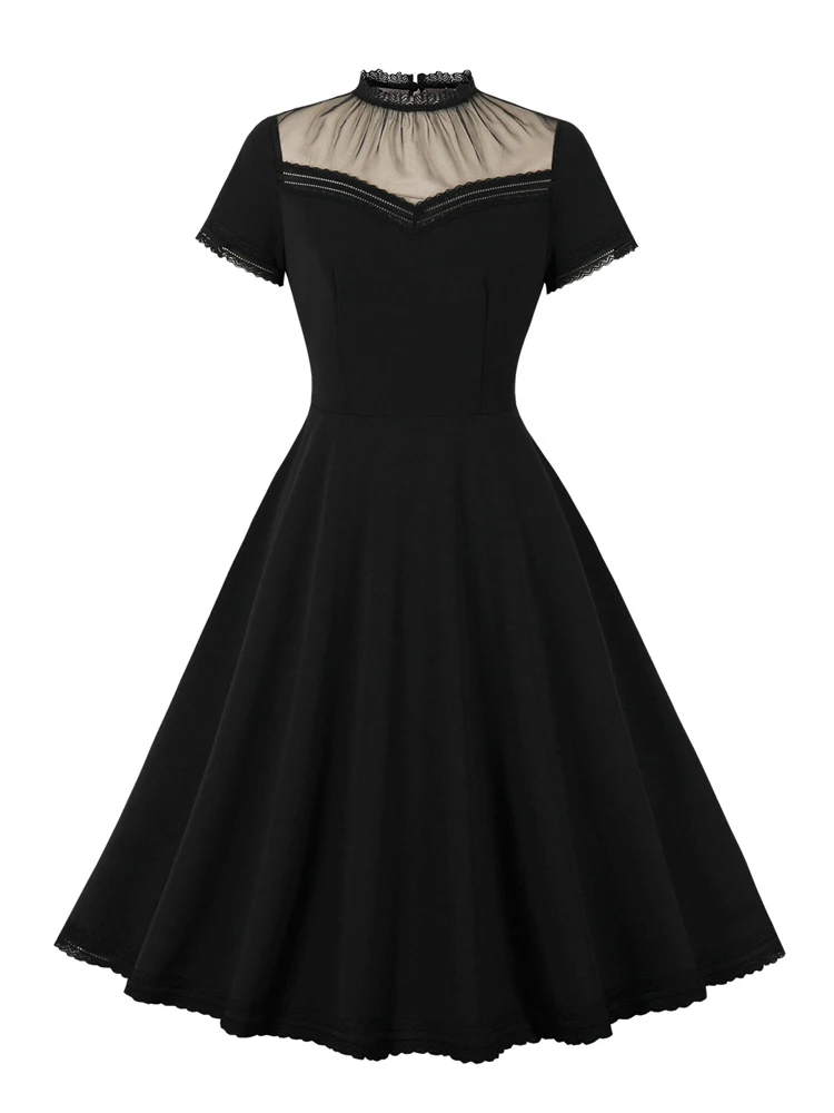 2023 New Fashion Lace Stand Collar Mesh Elegant Black Vintage Swing Dresses Party Evening Women Keyhole Back Summer Long Dress
2023 New Fashion Lace Stand Collar Mesh Elegant Black Vintage Swing Dresses Party Evening Women Keyhole Back Summer Long Dress