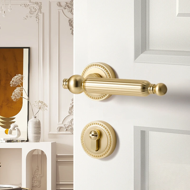 

Indoor Bedroom Door Golden Split Lock Magnetic Suction Mute Timber Door Lock