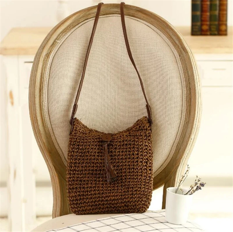 Travel Wicker Crossbody Tote - Hand Woven Bohemian Beach Shoulder Bag 10 S74594372b580432f9da8bb3329e5572cw