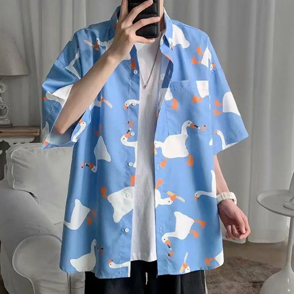 Loose Fit Half Sleeve Shirt Men's Summer Hawaiian Shirt with Cartoon Animal Print Loose Fit Quick Dry Fabric for Vacation Beach
Loose Fit Half Sleeve Shirt Men's Summer Hawaiian Shirt with Cartoon Animal Print Loose Fit Quick Dry Fabric for Vacation Beach