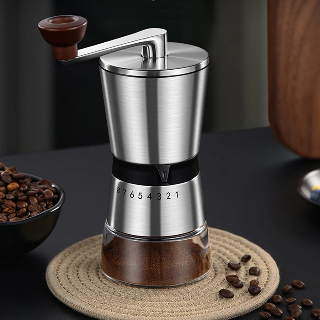 

Ручная кофемолка, керамическая шлифовальная сердцевина, 8 уровней, регулируемые настройки, портативная Ручная шлифовка, кофемолки, посуда для кофе