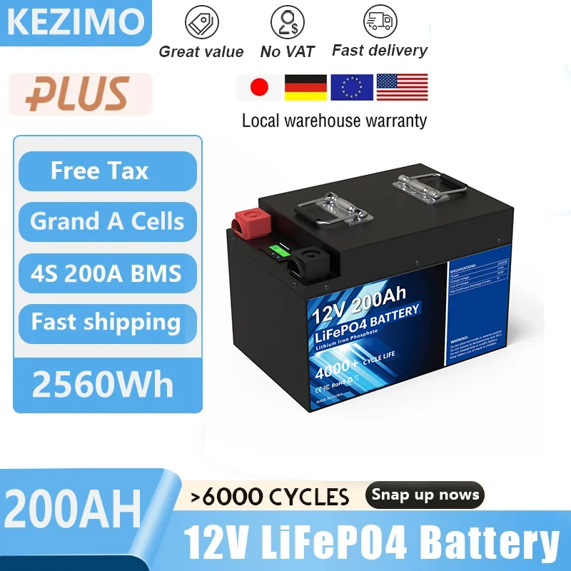 LiFePO4 12V 200AH Battery Pack 12.8V Lithium Battery With 4S 200A BMS Grand A Cells Rechargeable Battery For Boat Motor Solar
LiFePO4 12V 200AH Battery Pack 12.8V Lithium Battery With 4S 200A BMS Grand A Cells Rechargeable Battery For Boat Motor Solar