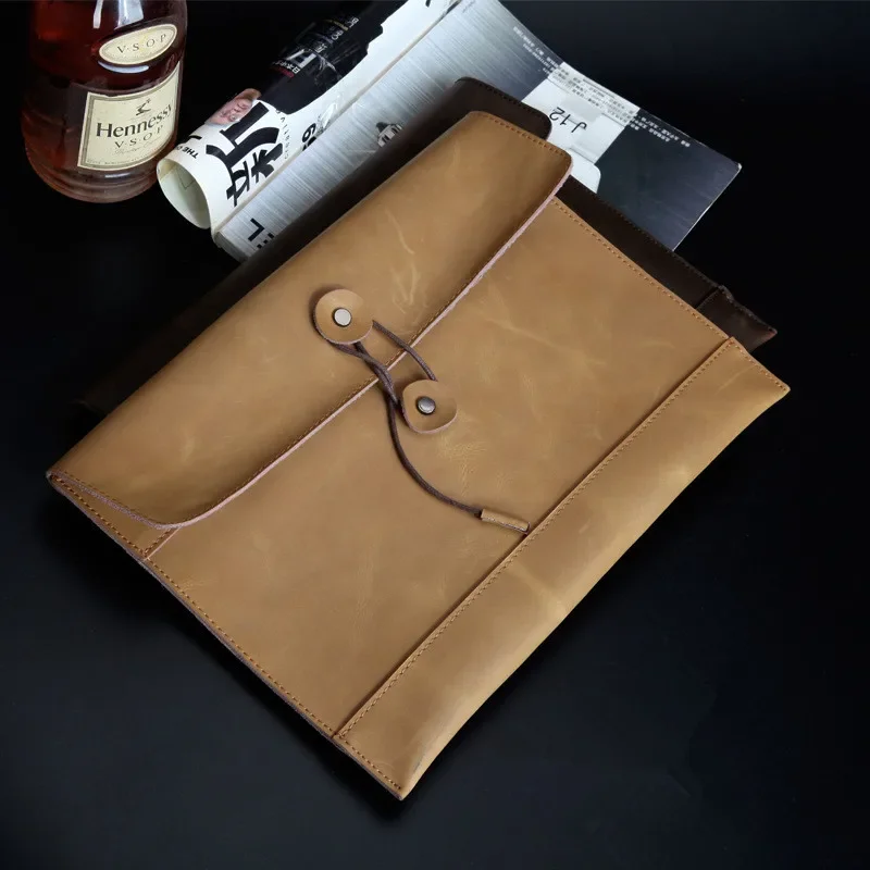 

Crazy Brown Bags Bag Thick Men Horse Ipad Portfolio Clutch for Leather Envelope Document Purse Briefcase