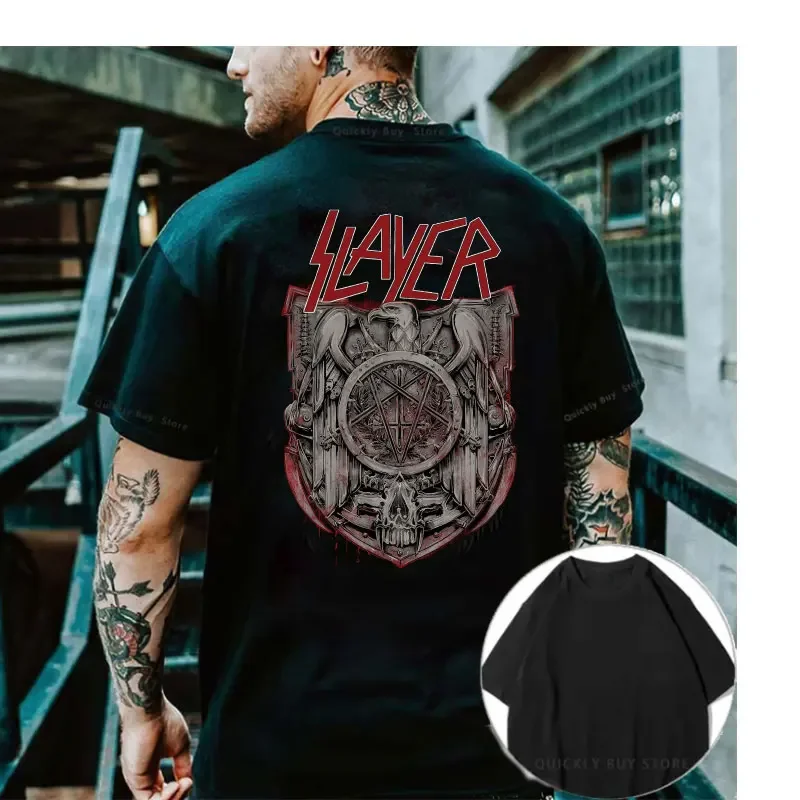 

Men's Clothing Summer Women's T-shirt Punk Rock Cool Slayer Metal Band Y2k Tops ModaL T-shirts 2023 New Slayer Graphic Harajuku