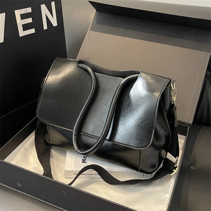 

Женская сумочка из мягкой кожи в стиле ретро, вместительные сумки на плечо для женщин, дизайнерская сумка-тоут, универсальная дорожная сумка-мессенджер, 2024