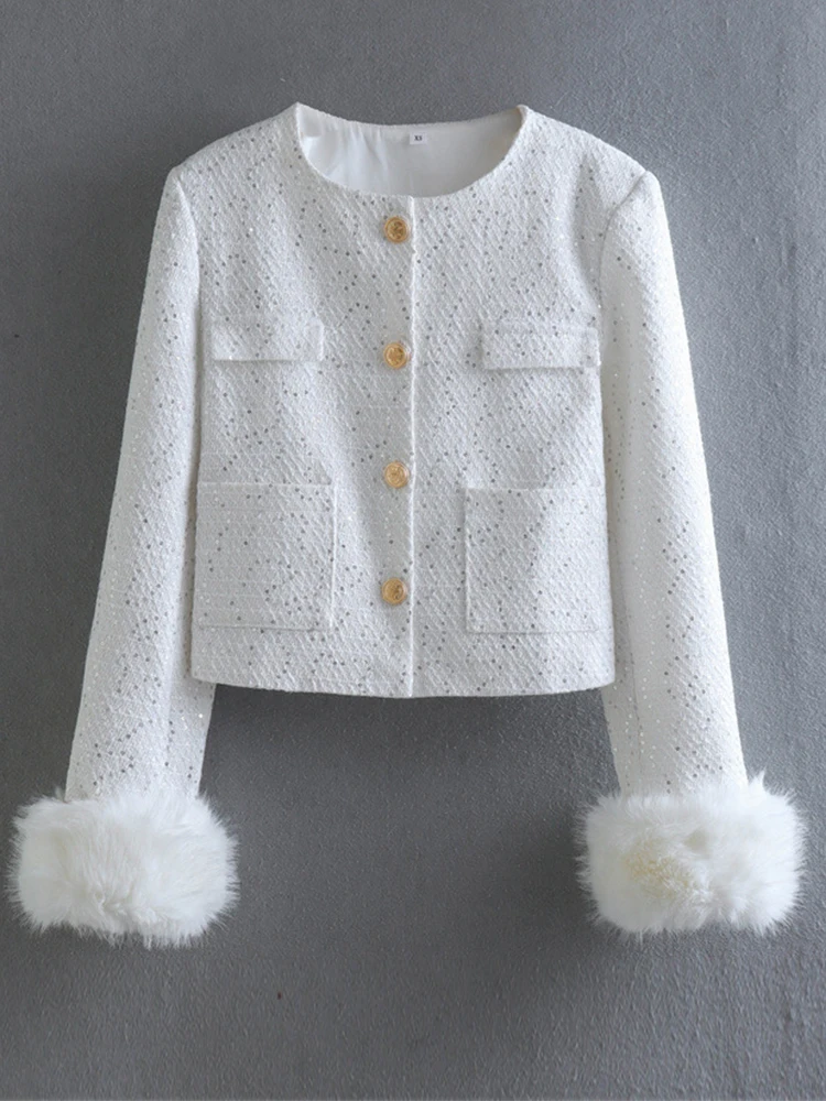 Long Sleeve White Jacket Women Casual Sequined Jacket with Pocket Single Breasted Luxury Feather Sleeve Fall Outwear 2022 Lined
Long Sleeve White Jacket Women Casual Sequined Jacket with Pocket Single Breasted Luxury Feather Sleeve Fall Outwear 2022 Lined