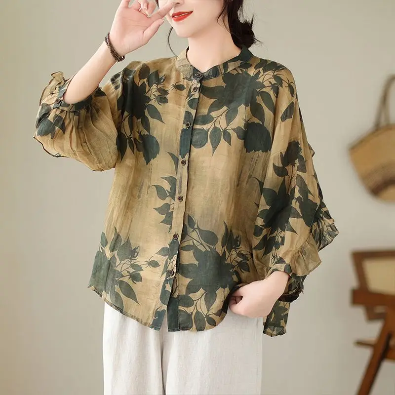 2024 summer autumn new women vintage linen t-shirts and tops flower printin versatile shirt casual loose cotton and linen top
2024 summer autumn new women vintage linen t-shirts and tops flower printin versatile shirt casual loose cotton and linen top