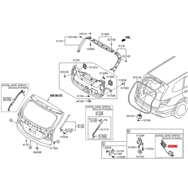 

81230-B8100 Car Rear Tailgate Latch Lock Actuator Replacement For Hyundai Santa Fe 2013-2018 Mounting Trunk Power Latch Assembly