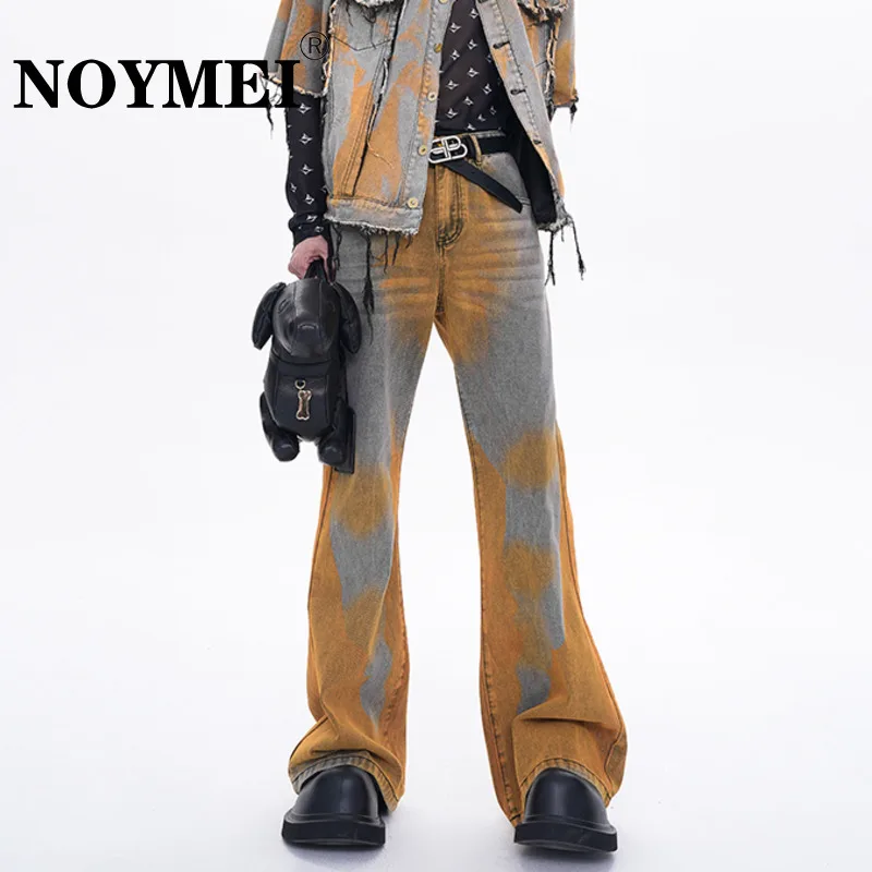

NOYMEI Retro Personalized Summer 2024 New Men's Jeans Washed Rendered Wide Legged Floor Dragging Males Pants WA4380