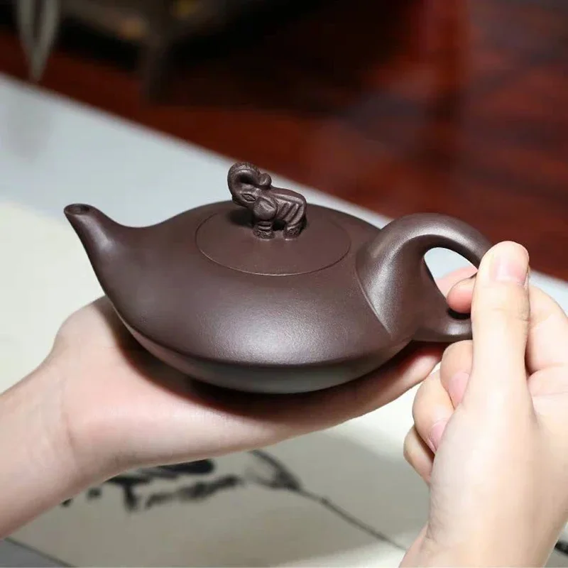 

Tea Ceremony Supplies Clay Teapot Elephant Design Lid Household Kung Fu Teaware Ceramic Kettle Raw Ore Teapots