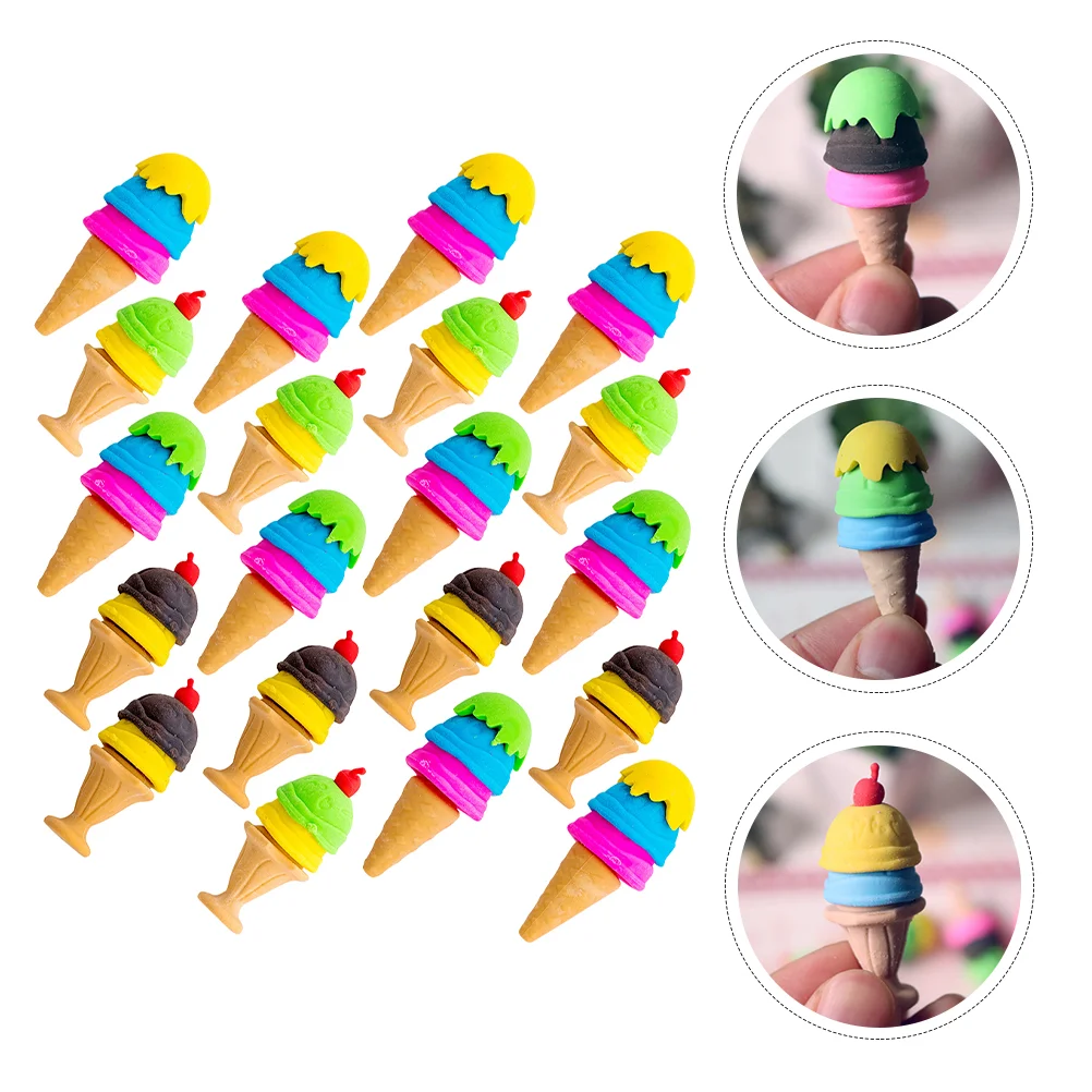 

20Pcs Cartoon School Erasers Portable Food Erasers Adorable Pencil Erasers Kids Erasers (Random Style)