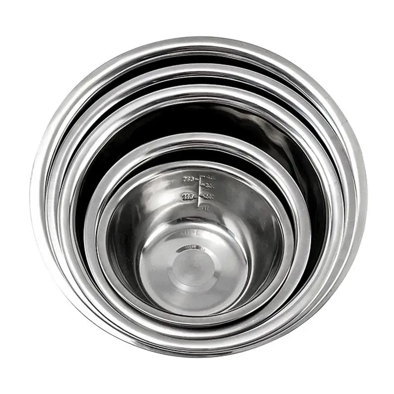 Serving Bowl Stainless Steel Nesting Bowls Set 5pcs Salad Bowl with Scale Metal Cooking Baking Bowl for Stirring Marinating
Serving Bowl Stainless Steel Nesting Bowls Set 5pcs Salad Bowl with Scale Metal Cooking Baking Bowl for Stirring Marinating