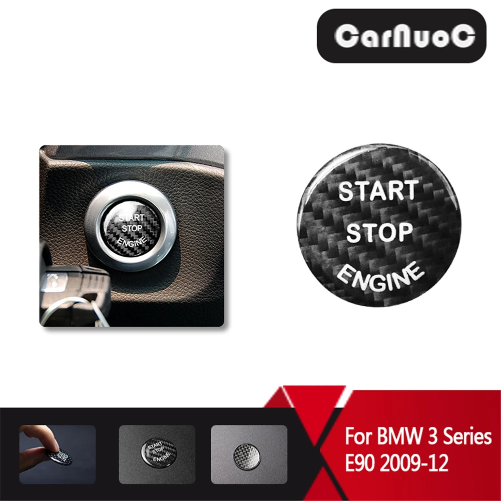 

1x Carbon Fiber Sticker Car Engine Start Stop Button Decor Cover For Bmw e90 e46 e39 e36 e60 f30 f10 e87 e53 e70 g30 X5 5 series