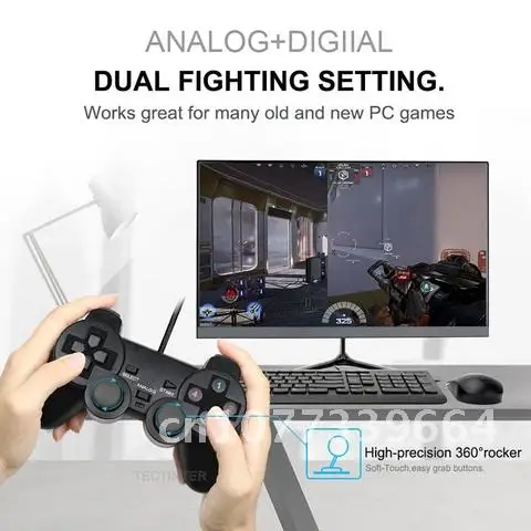 

USB Wired PC Game Controller Joypad For Computer For WinXP/Win7/8/10 Laptop Black Game Gamepad Joystick