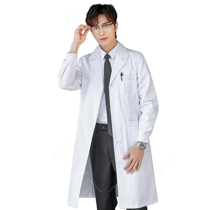 

Lab Coat Short Sleeve Doctor Nurse Dress Long Sleeve Medical Uniforms White Jacket with Adjustable Waist Belt for Men Women