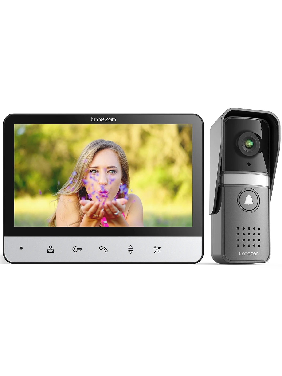 

TMEZON Video Doorphone 4-Wire,Intercom with Doorbell, Doorphone with Camera,7" Color Display, 120° Wide View Camera