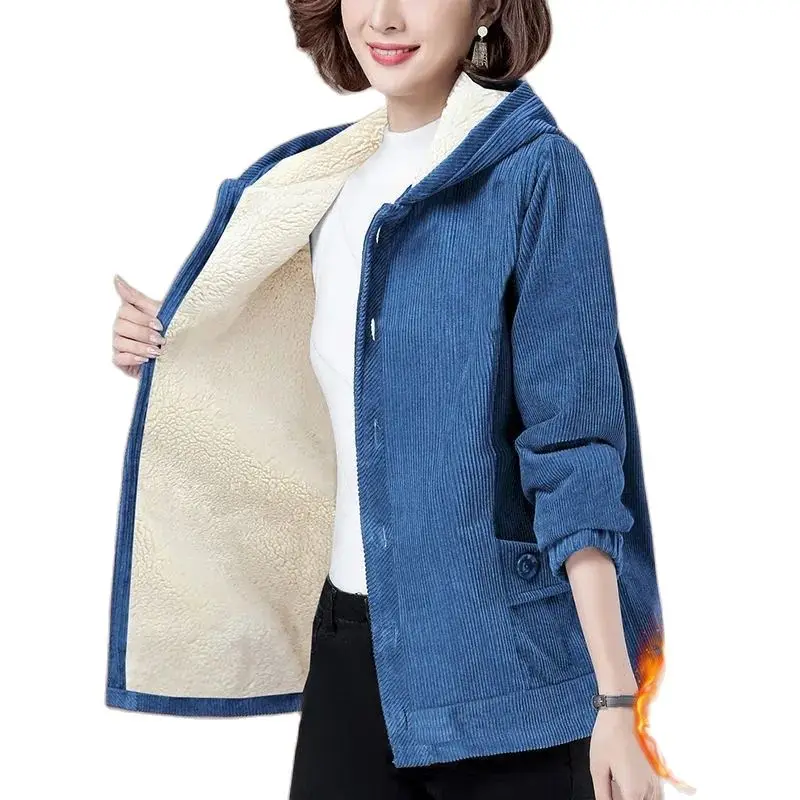 Add Velvet Thicken Corduroy Coats Middle-Aged Elderly Women's Jacket Tops Short Keep Warm Cotton Coat Autumn Winter Jacket 5XL
Add Velvet Thicken Corduroy Coats Middle-Aged Elderly Women's Jacket Tops Short Keep Warm Cotton Coat Autumn Winter Jacket 5XL