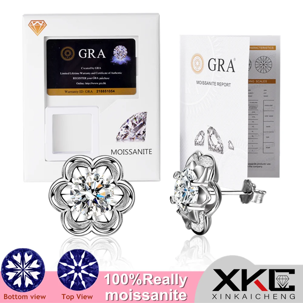 

GRA mossy earrings eight heart eight arrow 80 points diamond plant flower shape girls luxury jewelry accessoriesearrings for wom